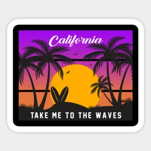 Vintage Surfing Paradise Sunset Sea Take me to the Waves Sticker